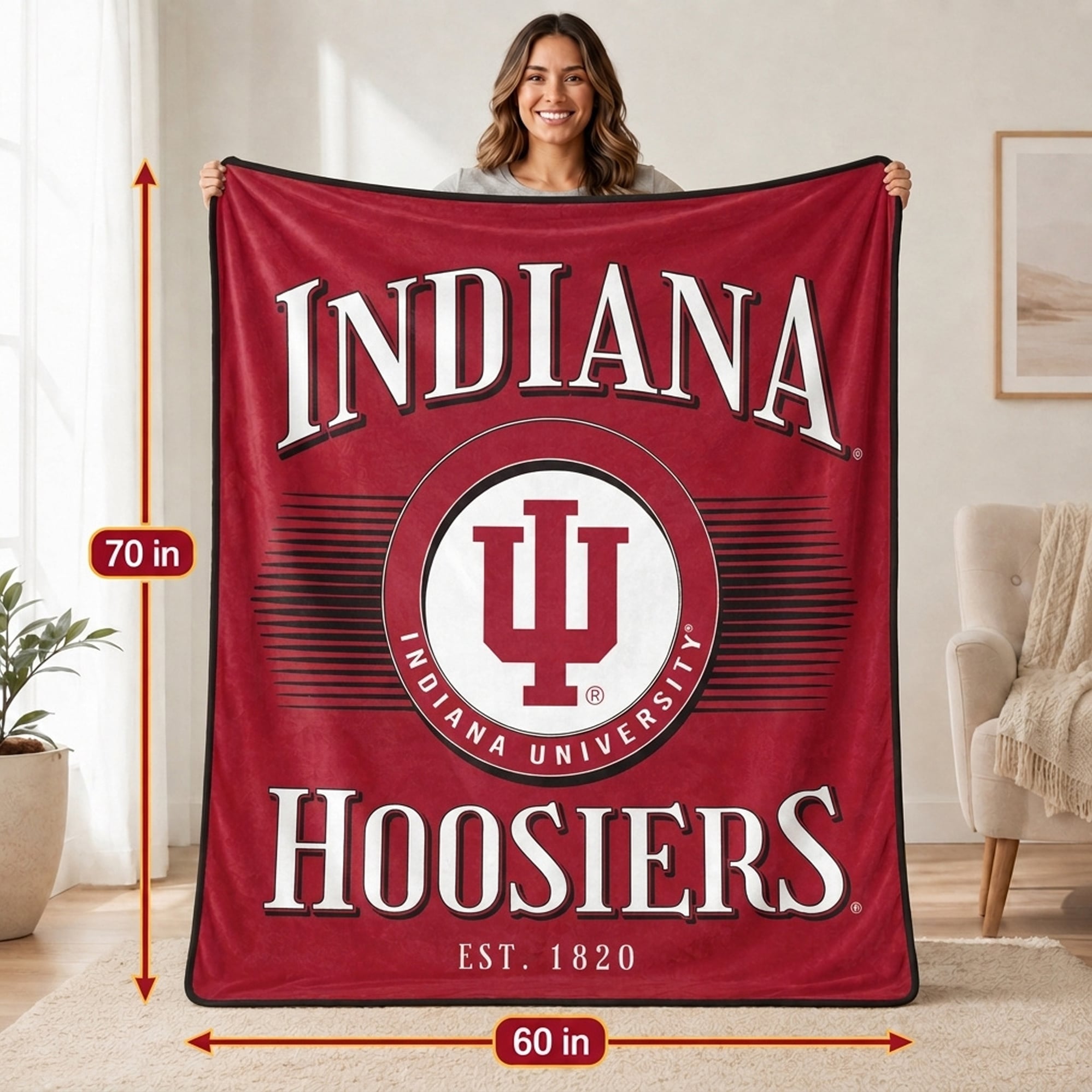Pegasus Indiana Hoosiers Spotlight Arch 60" x 70" Ultra Soft Throw Blanket