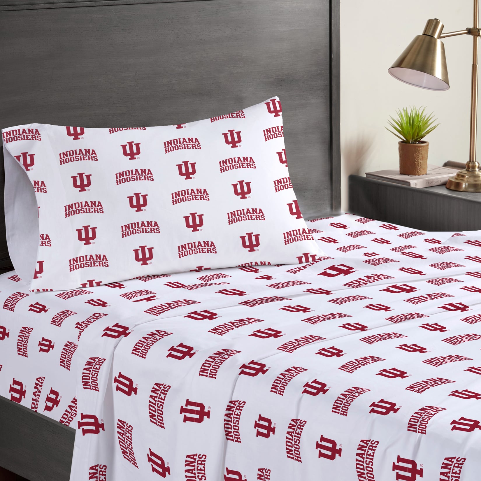 Ensemble de draps trois pièces Pegasus Indiana Hoosiers pour lit simple