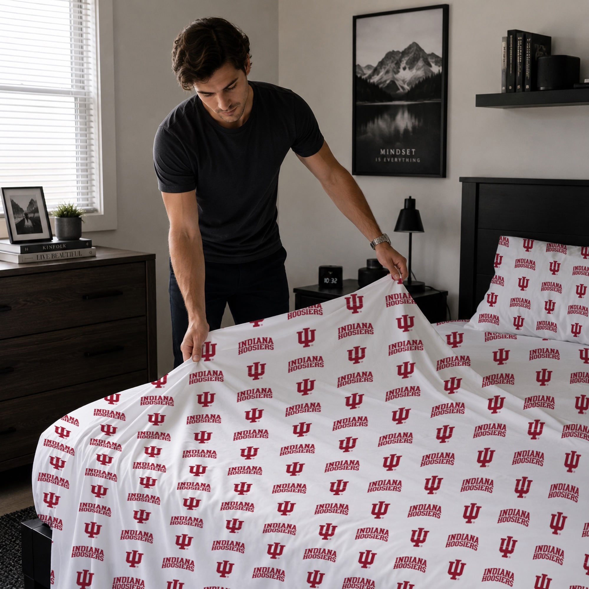 Ensemble de draps trois pièces Pegasus Indiana Hoosiers pour lit simple