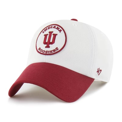 Indiana Hoosiers '47 Unisex Pique Patch Clean Up Adjustable Hat - White/Crimson
