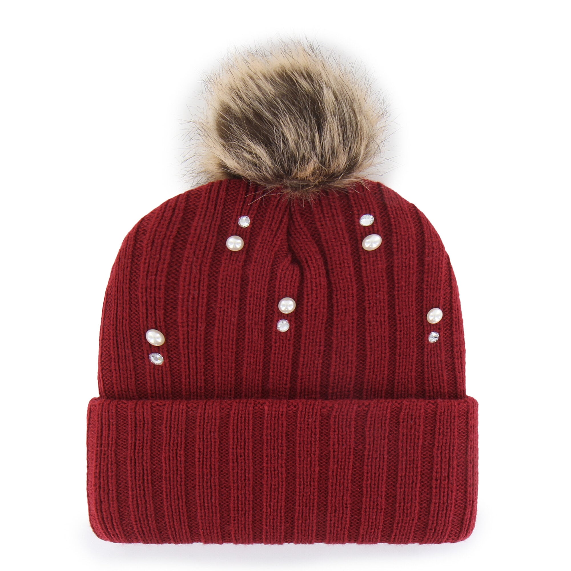 Bonnet en maille de fourrure nacrée « Indiana Hoosiers » '47 pour femme, avec pompon