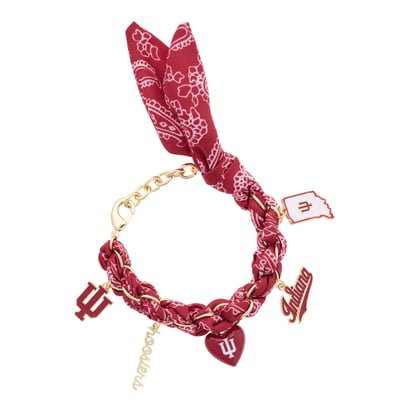 Indiana Hoosiers CANVAS Style Women's Bandana Charm Bracelet