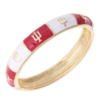 Indiana Hoosiers CANVAS Style Women's Enamel Checkered Hinge Bangle