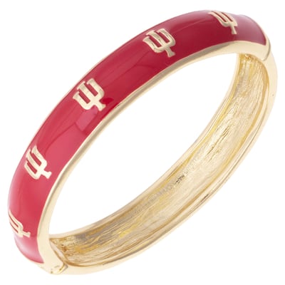 Indiana Hoosiers CANVAS Style Women's Enamel Logo Hinge Bangle