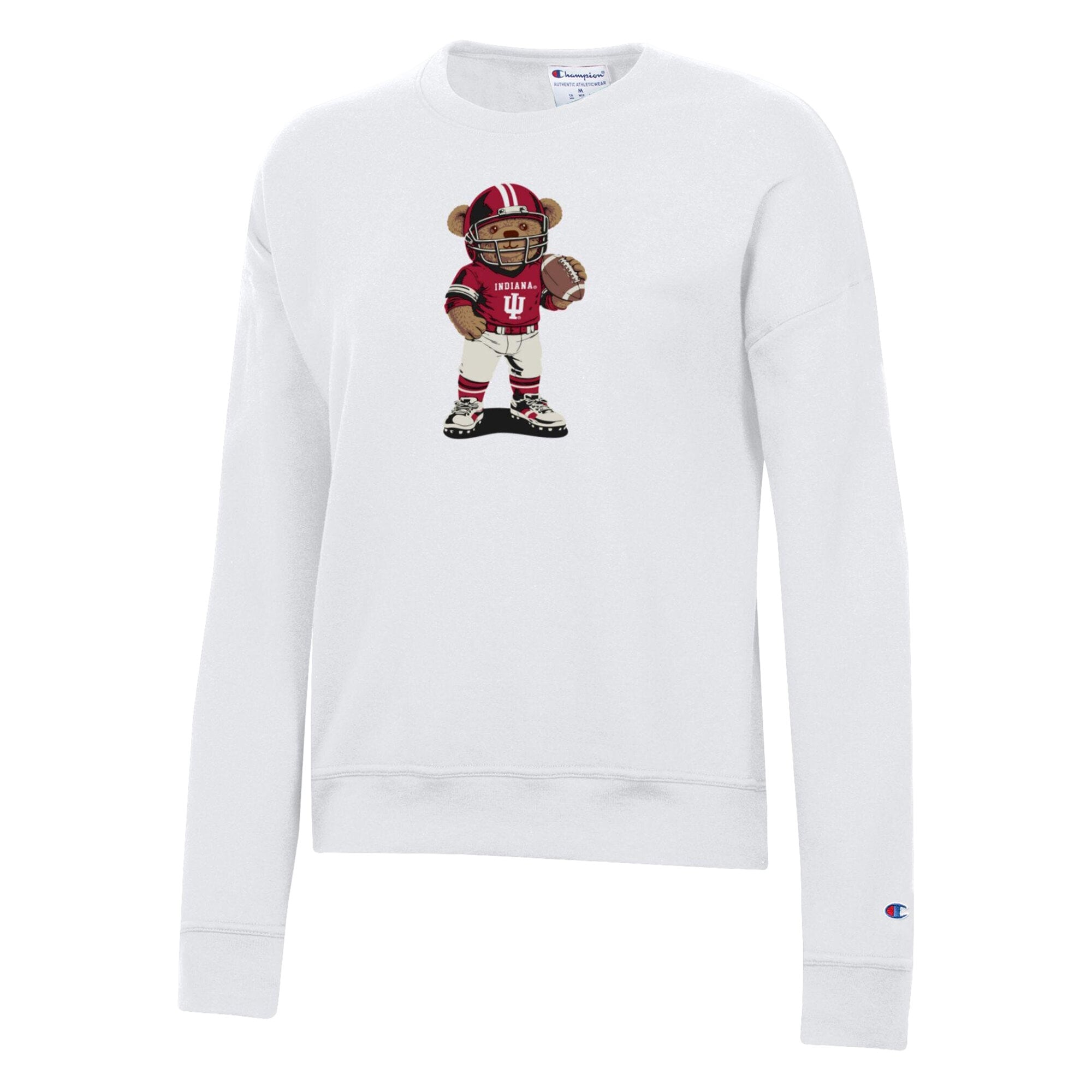 Women's Champion White Indiana Hoosiers Teddy Bear Sweatshirt