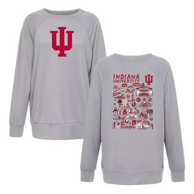 Indiana Hoosiers Flying Colors Apparel Women's Impressions Rylee Raglan Long Sleeve T-Shirt - Gray
