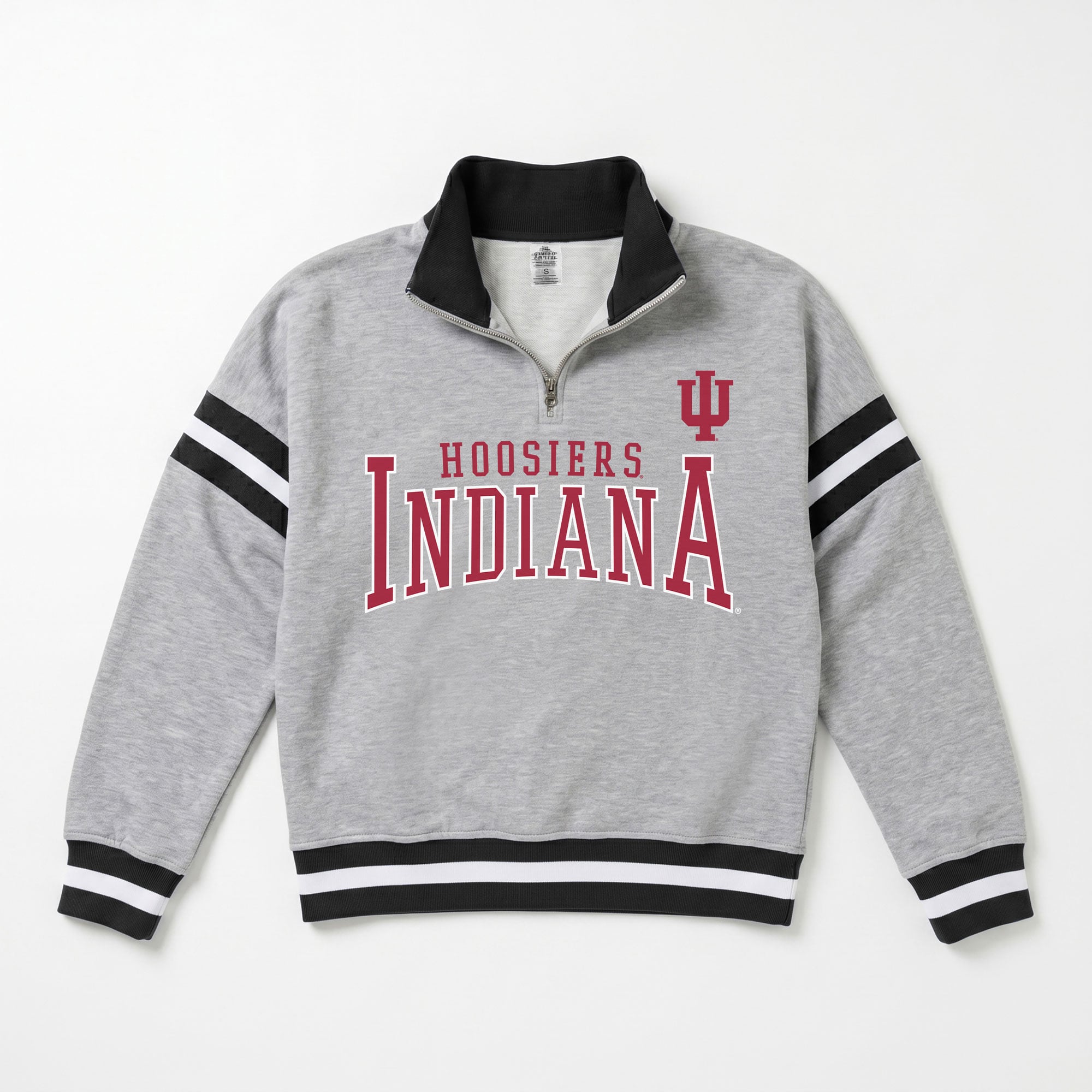 Pull à col zippé gris Indiana Hoosiers Hold the Line pour femme, collection Gameday Couture