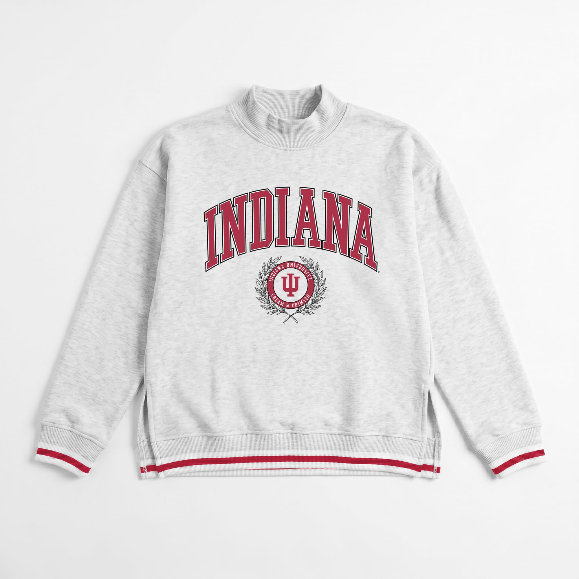 Women's Gameday Couture Gray Indiana Hoosiers Rally Point Contrast Stripe Mock Neck Sweatshirt