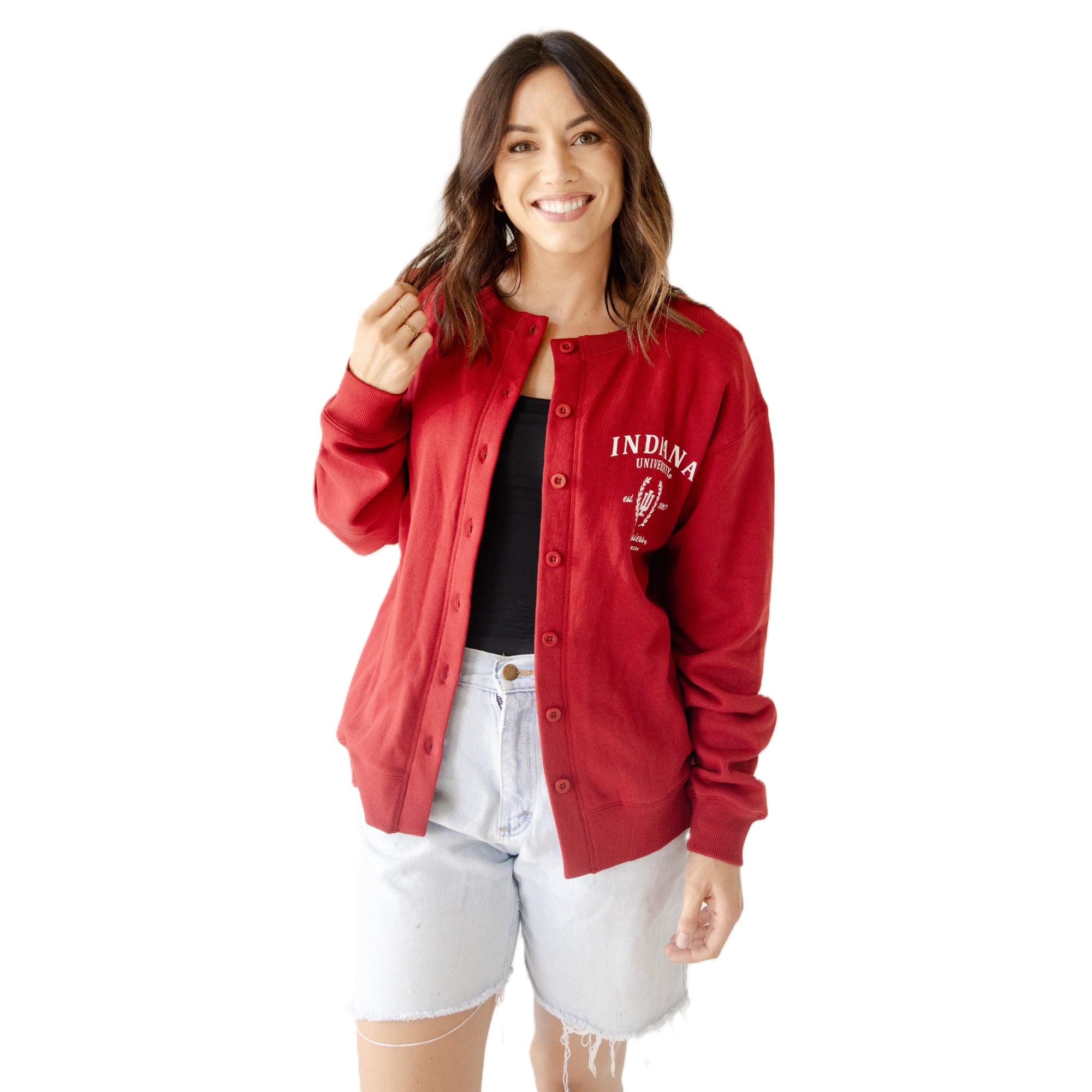 Gilet en polaire boutonné pour femme, modèle Crimson Indiana Hoosiers, les jours de match