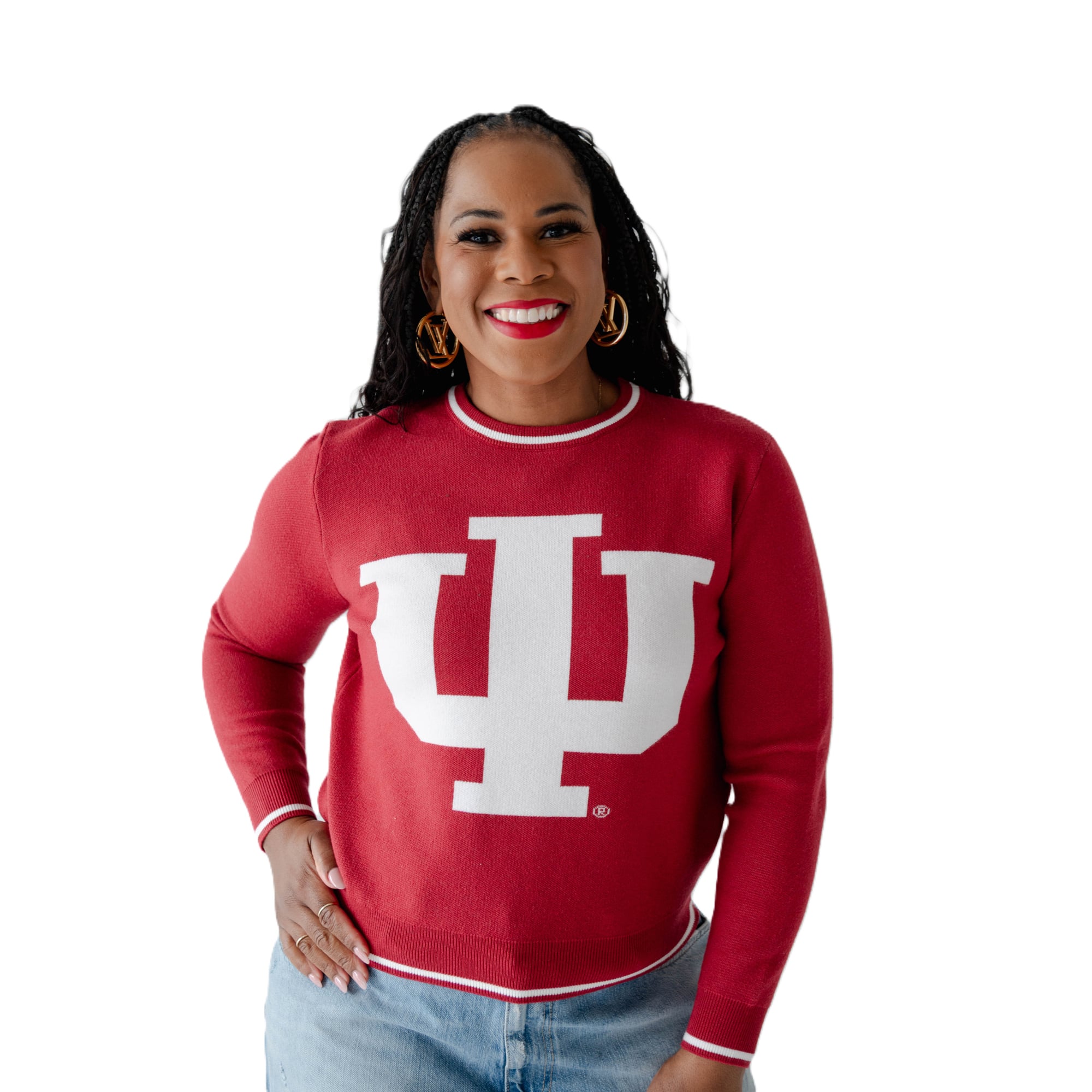 Pull-over féminin à motif mascotte Indiana Hoosiers, couleur rouge cramoisi, pour les jours de match.