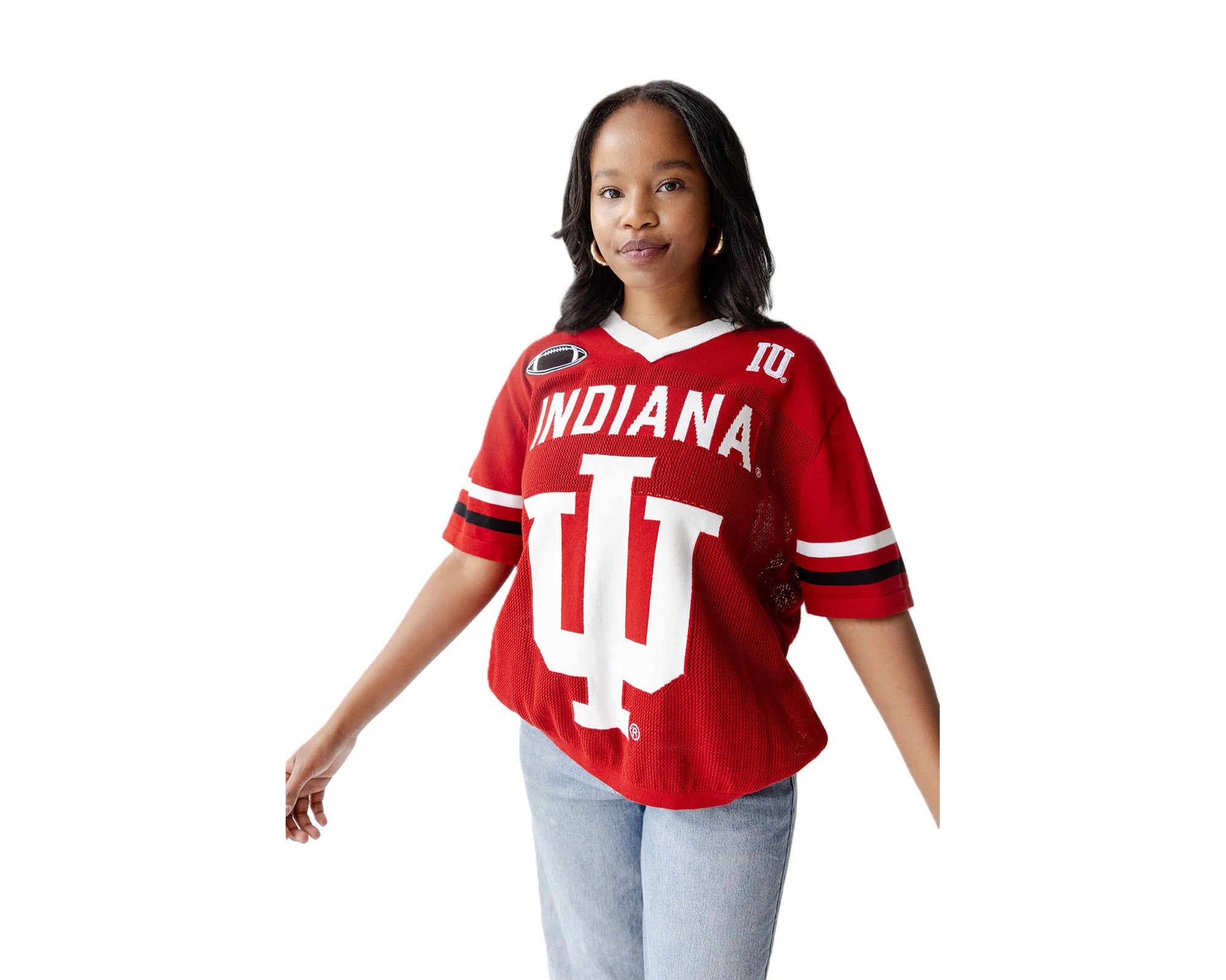 Pull de football américain tricoté pour femmes, modèle Crimson Indiana Hoosiers, les jours match.