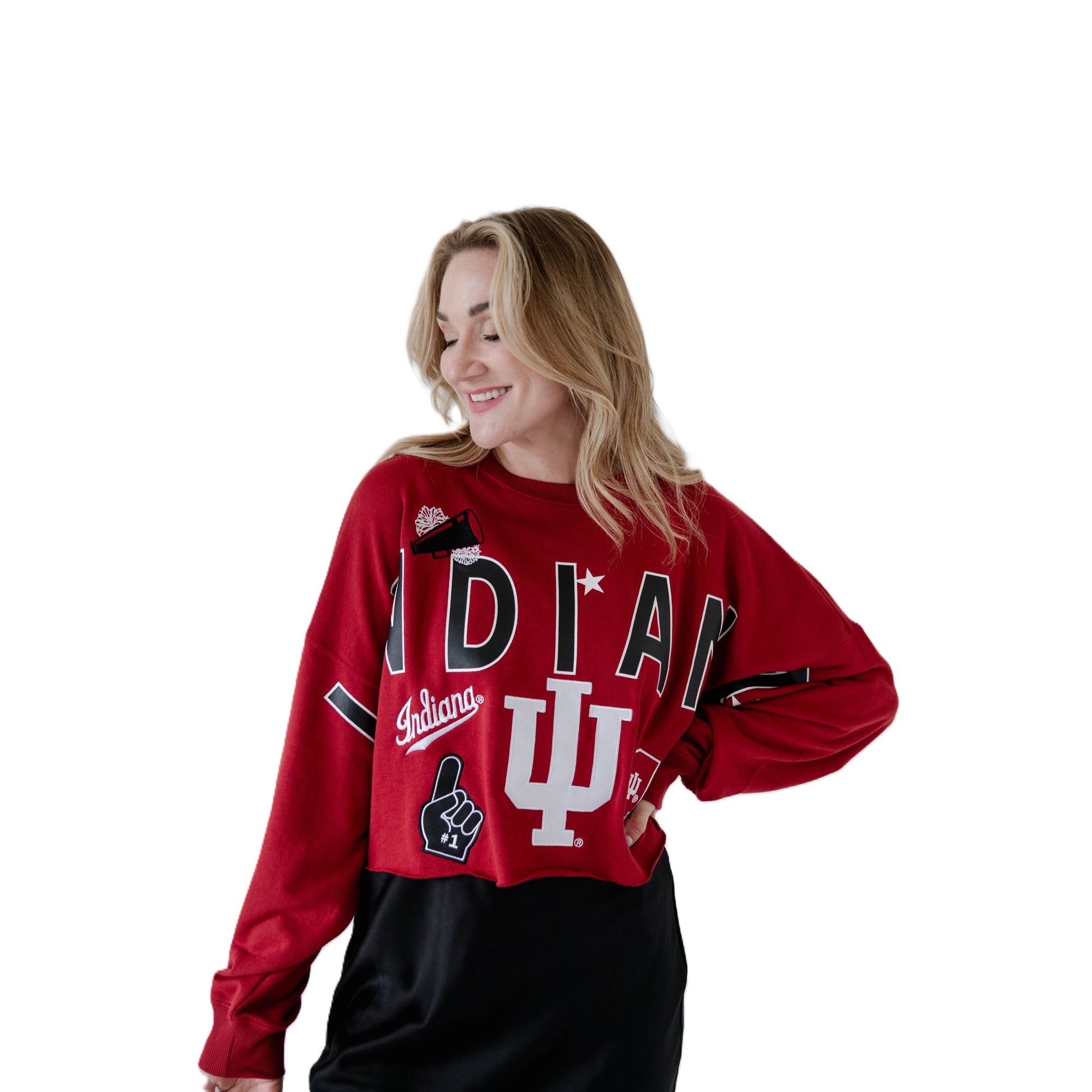 Sweat-shirt à écusson Phipps rouge Indiana Hoosiers pour femmes, idéal les jours de match
