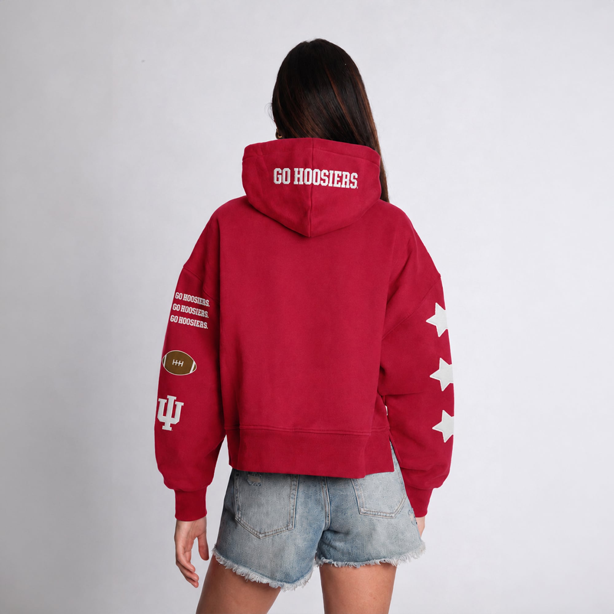 Sweat à capuche court Hype and Vice Crimson Indiana Hoosiers pour femmes