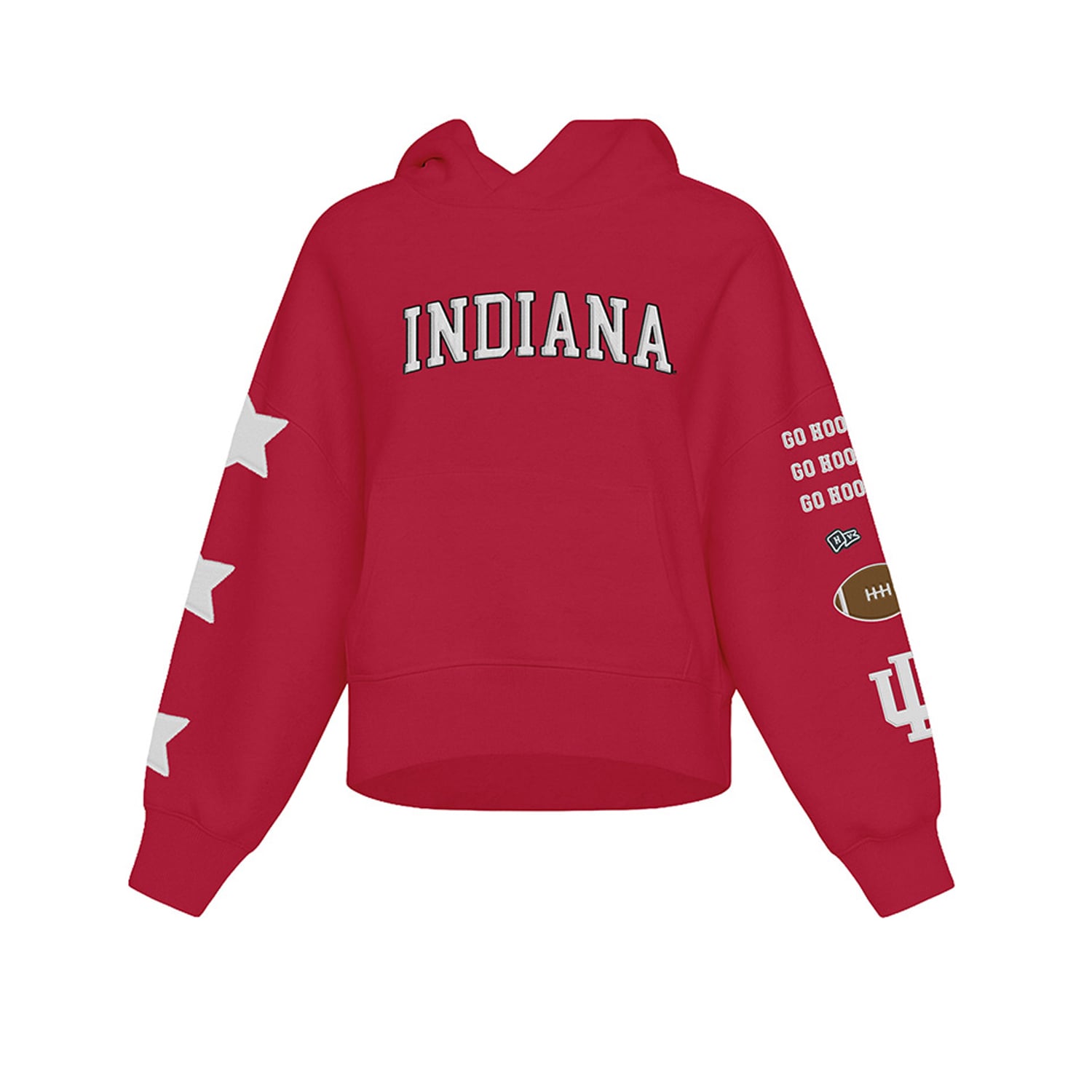Sweat à capuche court Hype and Vice Crimson Indiana Hoosiers pour femmes