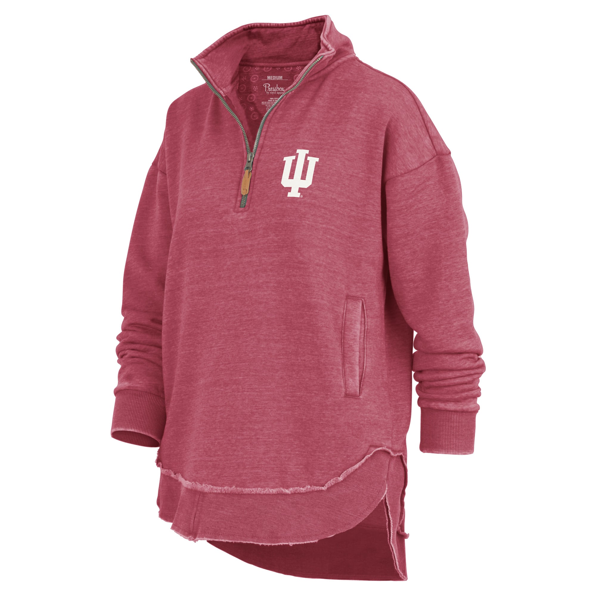 Women's Pressbox Crimson Indiana Hoosiers Northfork Sojourn Poncho Quarter-Zip Sweatshirt