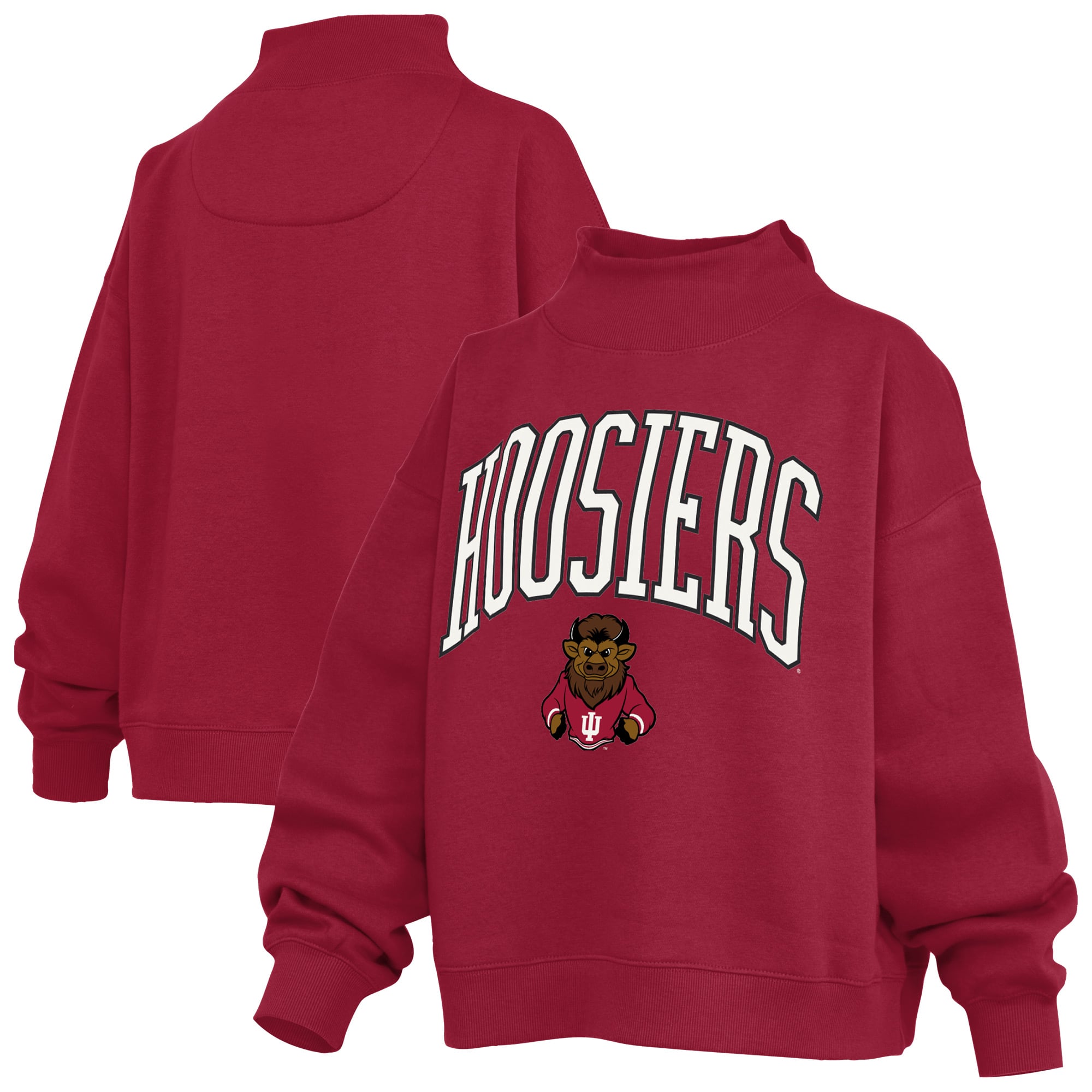 Sweat-shirt à col montant oversize en polaire avec slogan Pressbox Crimson Indiana Hoosiers pour femmes