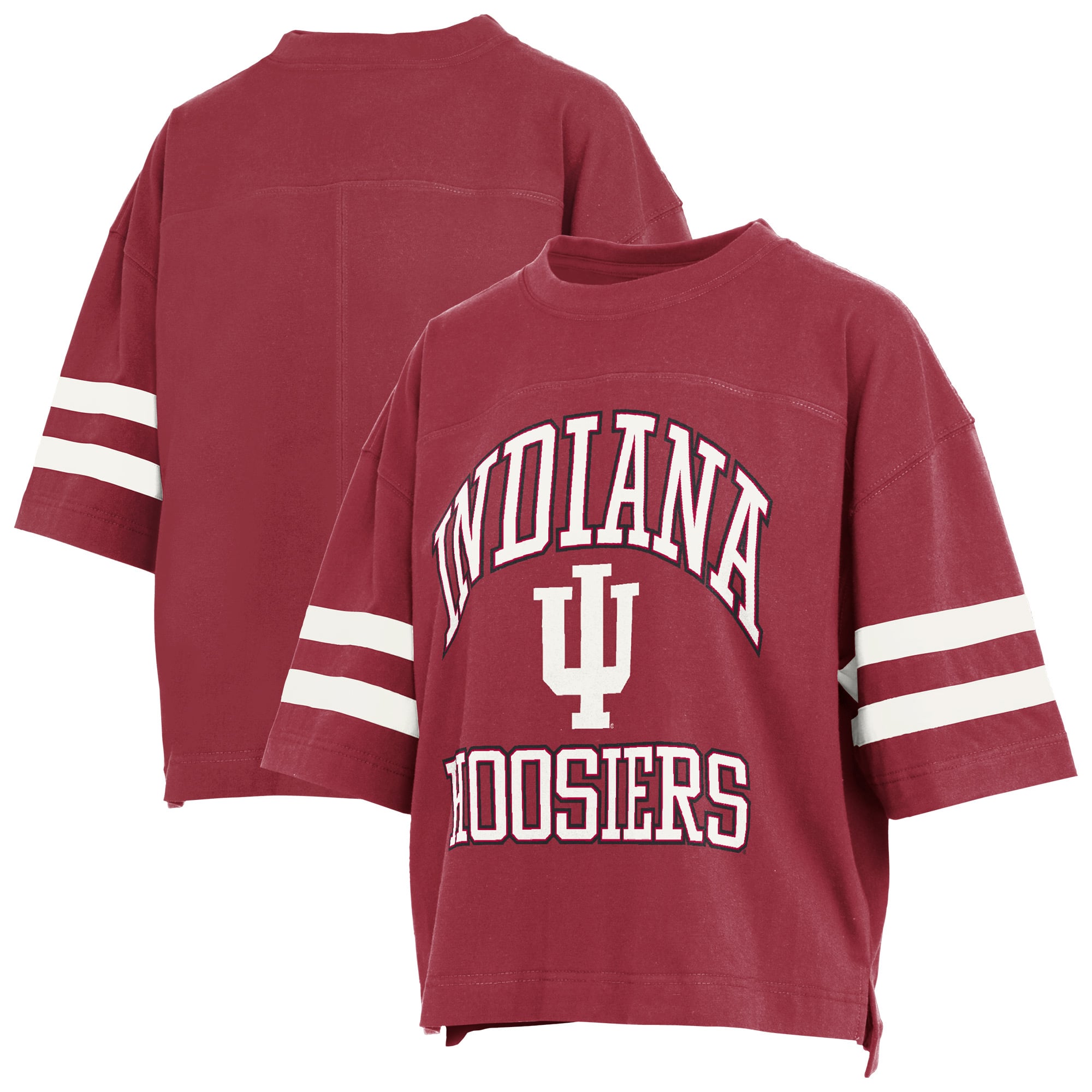 T-shirt court pour femmes Pressbox Crimson Indiana Hoosiers Wayne Tyler