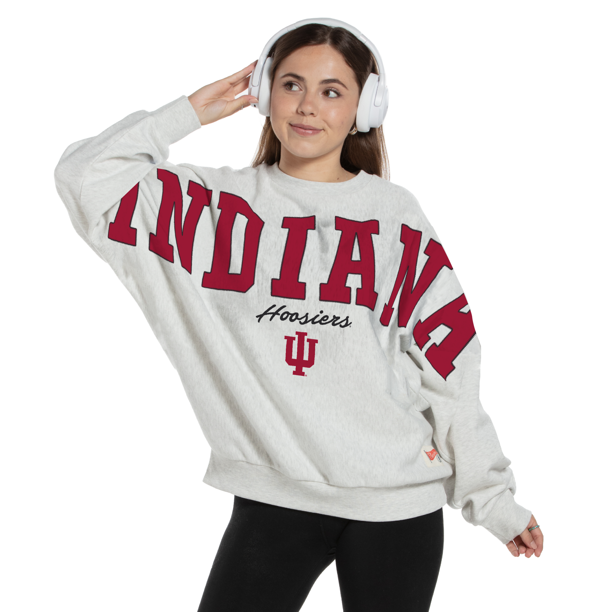 Sweat-shirt oversize en flanelle gris chiné pour femme, Indiana Hoosiers, de la marque Pressbox.
