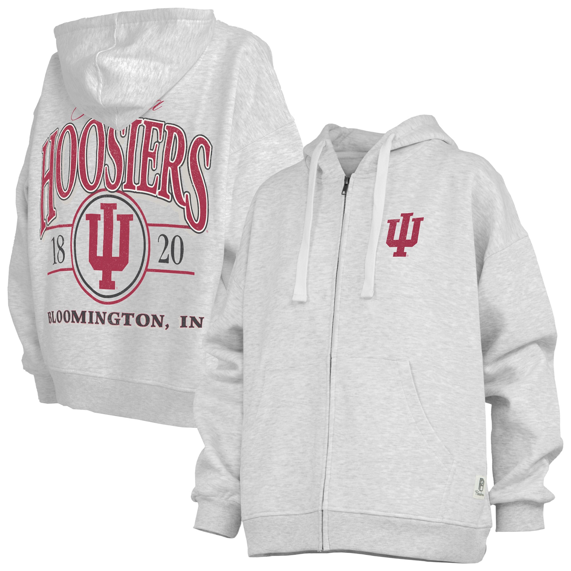 Sweat à capuche zippé Janise gris chiné pour femme, Indiana Hoosiers, de Pressbox.