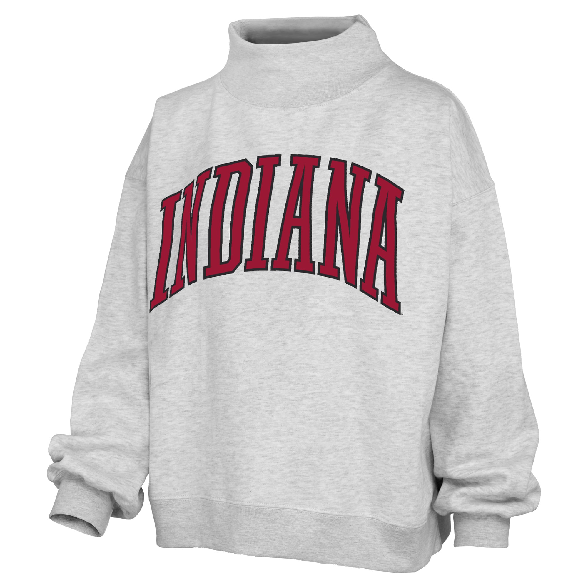 Women's Pressbox Heather Gray Indiana Hoosiers Oversized Nelson Mock Neck Sweatshirt