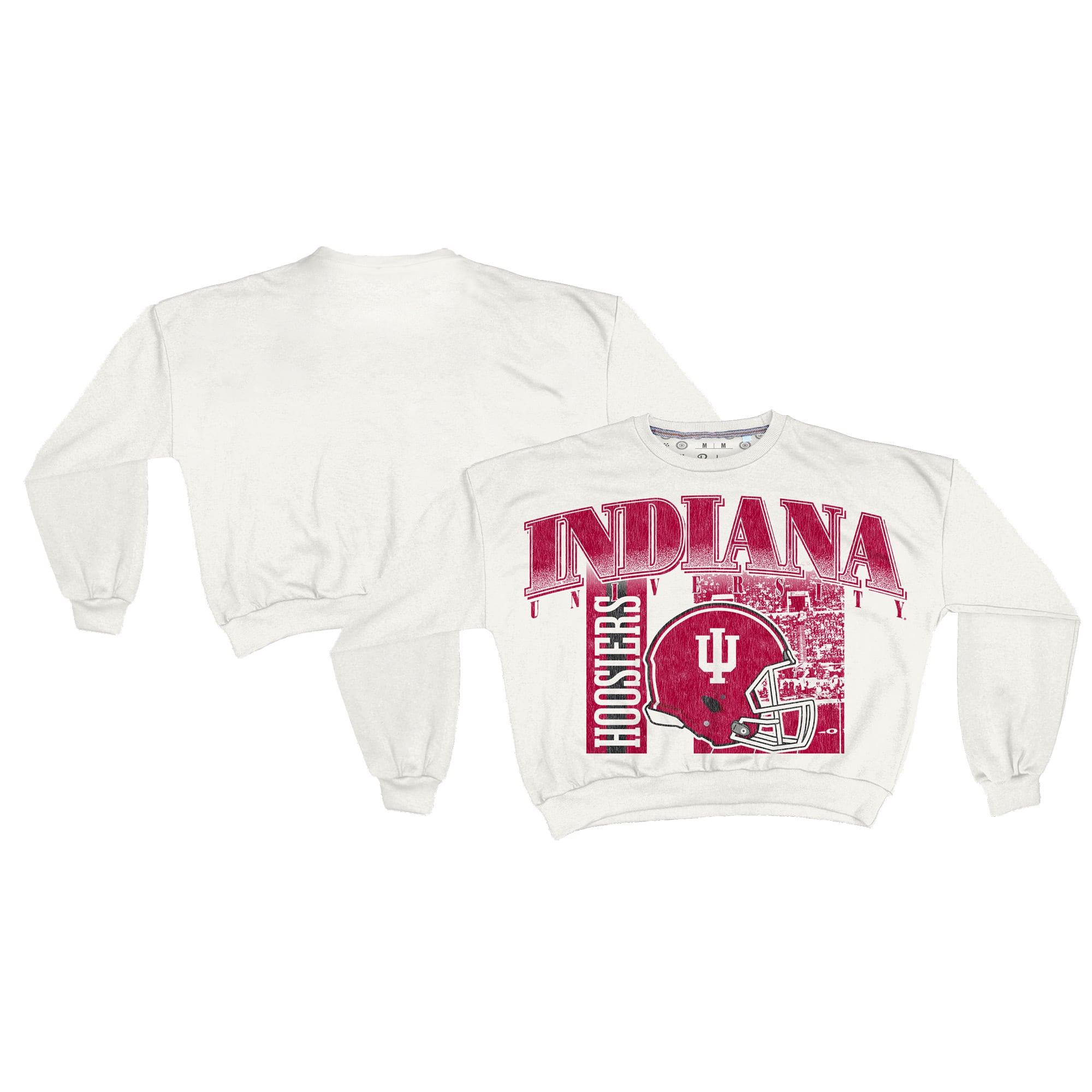 Sweat-shirt rétro surdimensionné Janice blanc des Indiana Hoosiers pour femme, longueur à la taille