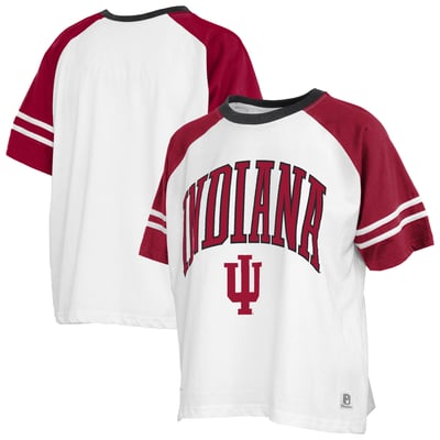  Indiana Hoosiers Pressbox Women's Sky Colorblock T-Shirt - White