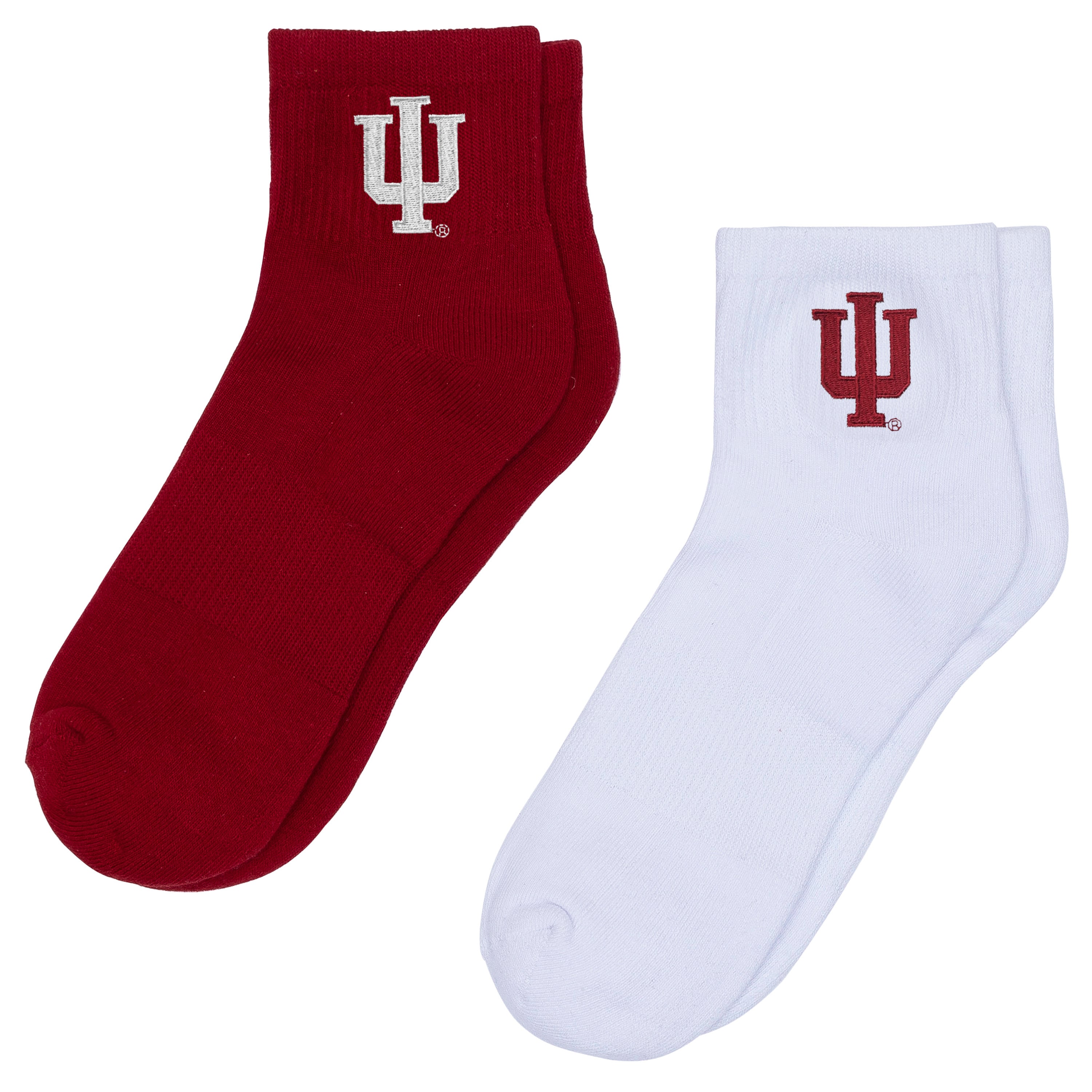 Lot de deux paires de chaussettes mi-longues ZooZatz blanches/cramoisies Indiana Hoosiers pour femmes