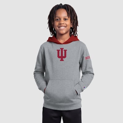  Indiana Hoosiers Champion Youth Fleece Hoodie - Heather Gray