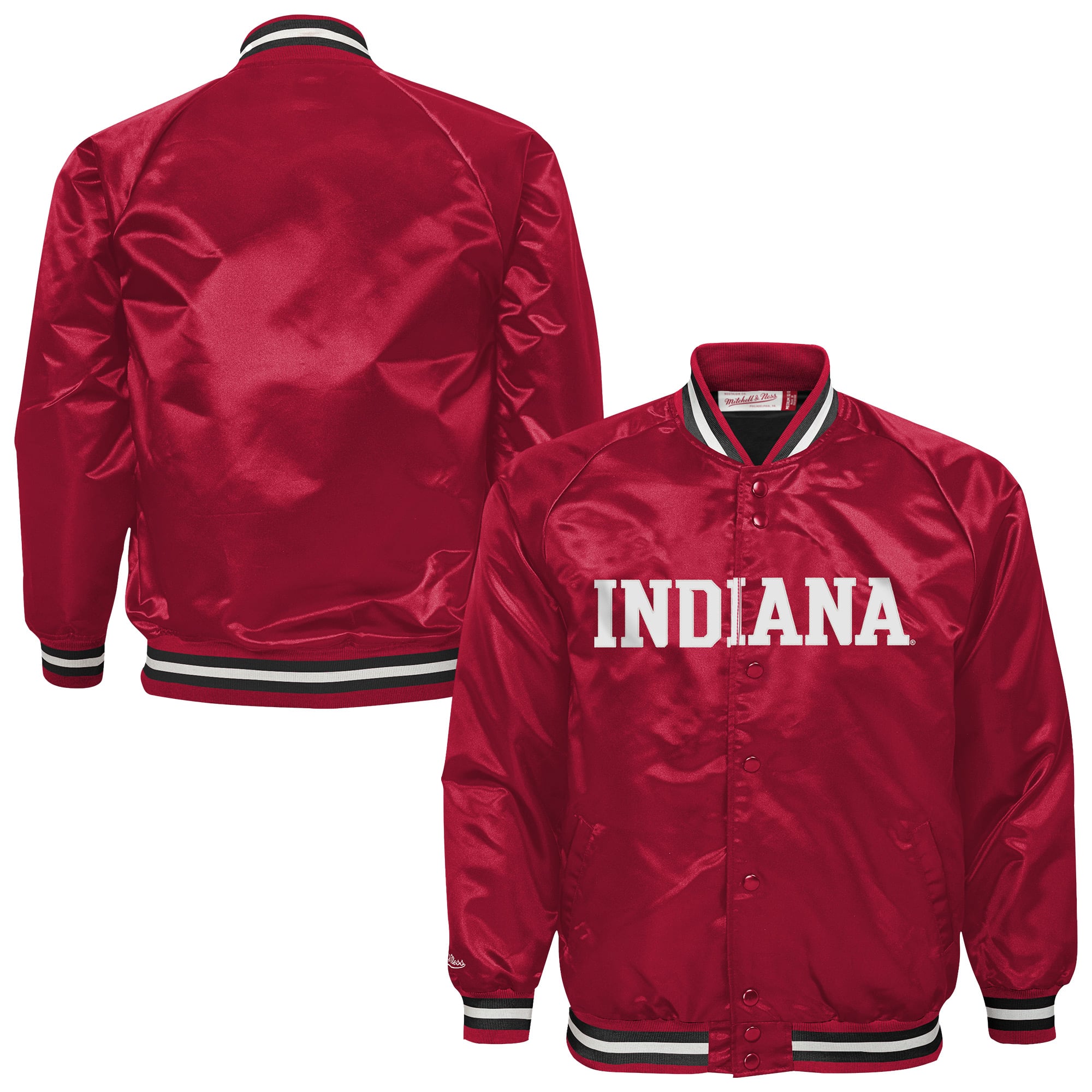 Youth Mitchell & Ness Crimson Indiana Hoosiers Satin Full-Snap Raglan Jacket