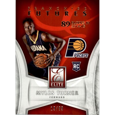 2015-16 Elite Franchise Futures Production Line #11 Myles Turner/89