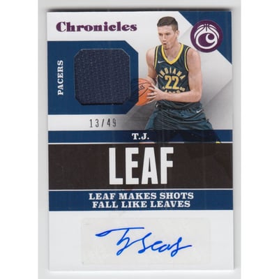 2017-18 Panini Chronicles Signature Swatches Pink #17 T.J. Leaf