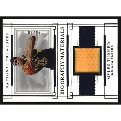 2020-21 Panini National Treasures Biography Materials #29 Myles Turner/99