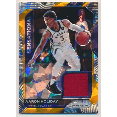2020-21 Panini Prizm Sensational Swatches Prizms Orange Ice #55 Aaron Holiday