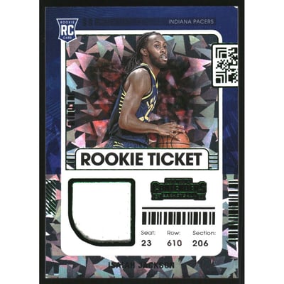 2021-22 Panini Contenders Rookie Ticket Swatches Green Ice #22 Isaiah Jackson