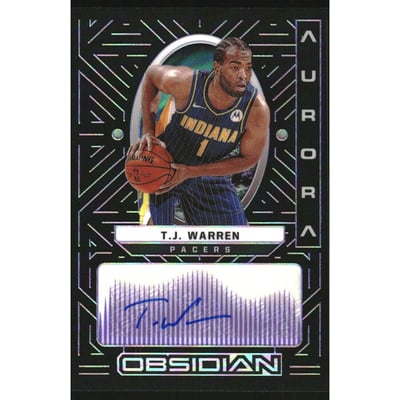 2021-22 Panini Obsidian Aurora Autographs Electric Etch Purple #48 T.J. Warren