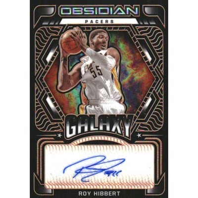 2021-22 Panini Obsidian Galaxy Autographs Electric Etch Orange #40 Roy Hibbert/50