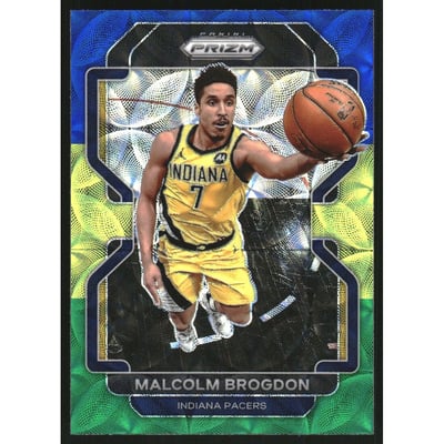2021-22 Panini Prizm Prizms Choice Blue Yellow and Green #135 Malcolm Brogdon