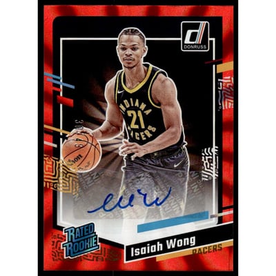 2023-24 Donruss Rated Rookies Signatures Holo Red Laser #283 Isaiah Wong