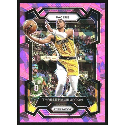 2023-24 Panini Prizm Prizms Pink Ice #102 Tyrese Haliburton