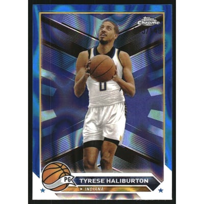 2023-24 Topps Chrome Blue Lava Refractors #4 Tyrese Haliburton