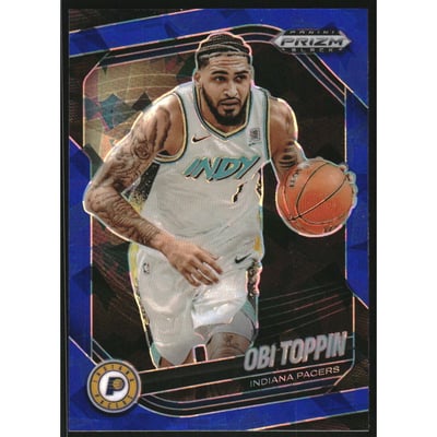 2024-25 Panini Prizm Black Prizms Blue Ice #184 Obi Toppin