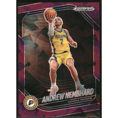 2024-25 Panini Prizm Black Prizms Purple Ice #180 Andrew Nembhard
