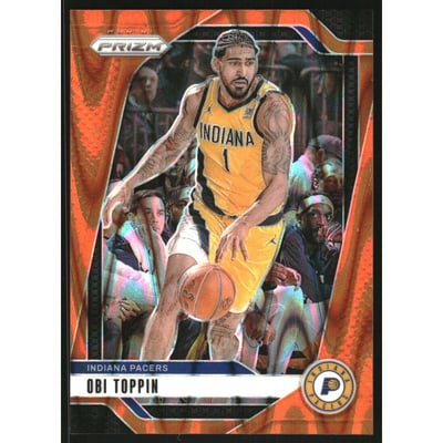 2024-25 Panini Prizm Prizms Orange Seismic #11 Obi Toppin