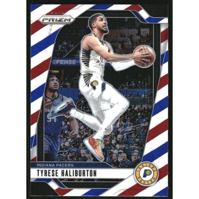 2024-25 Panini Prizm Prizms Red White and Blue #99 Tyrese Haliburton