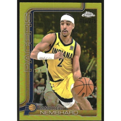 2025-26 Topps Chrome Yellow Refractors #97 Andrew Nembhard
