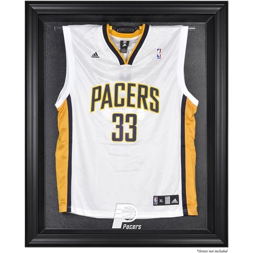 Vitrine de présentation du maillot avec logo de l'équipe des Indiana Pacers (2005-2017) encadré noir