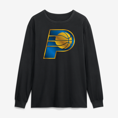 Indiana Pacers  Metallic Mascot Long Sleeve T-Shirt - Black