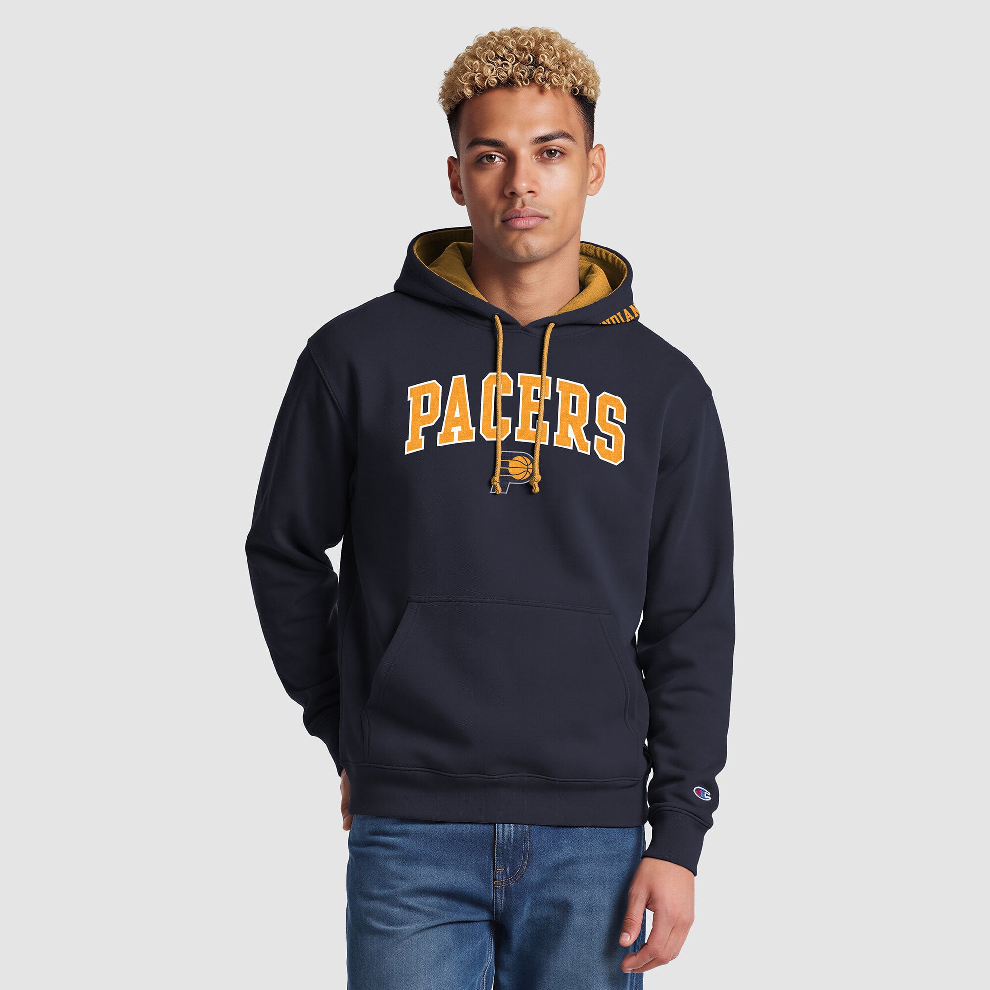 Sweat à capuche Champion bleu marine Indiana Pacers pour homme avec doublure contrastée