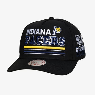  Indiana Pacers Mitchell & Ness Hardwood Classics Triple Check Pro Snapback Hat - Black