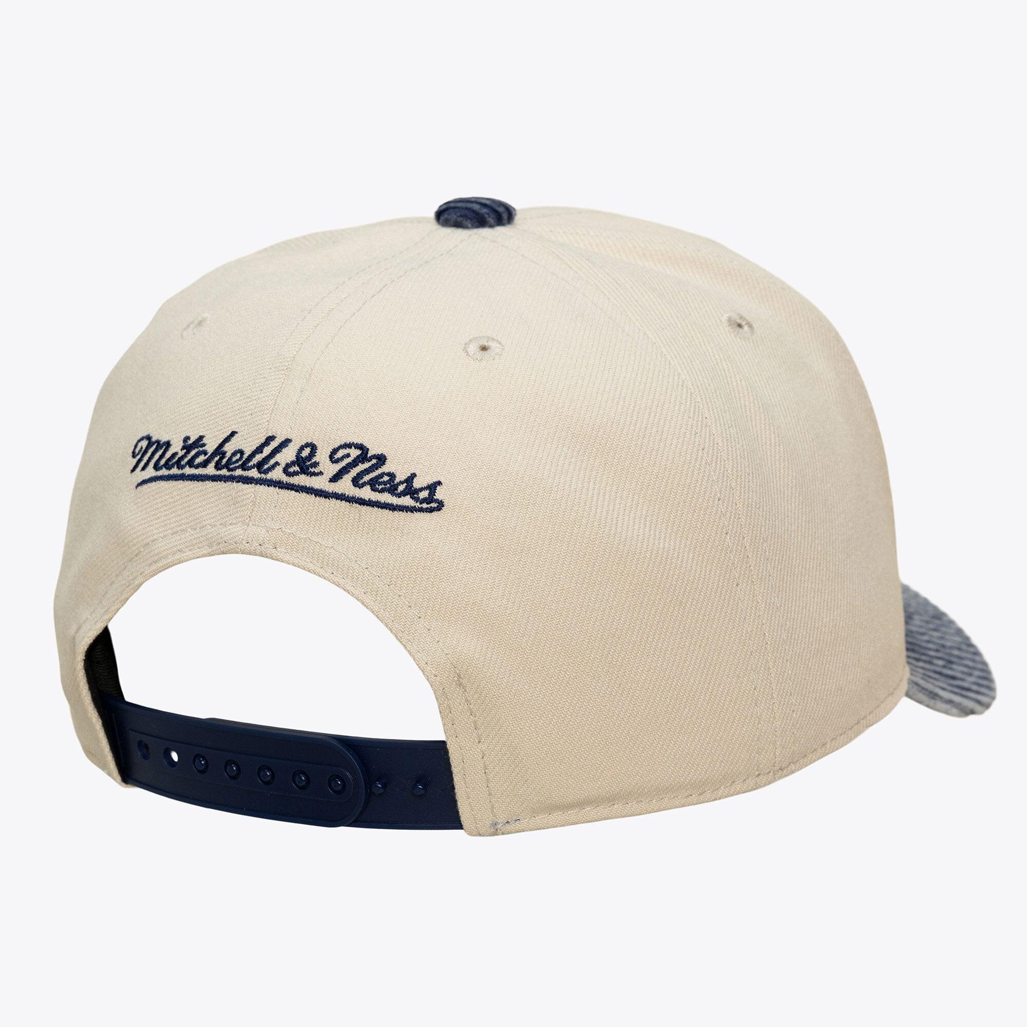 Men's Mitchell & Ness Cream/Blue Indiana Pacers Washed Corduroy Pro Crown Snapback Hat